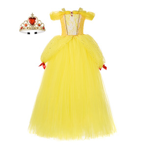 Holidays Popular Pageant Kids Birthday Party <strong>Dress</strong> Kids Custom Gown <strong>Princess</strong> <strong>Belle</strong> Tutu <strong>Dress</strong> for Girls Yellow <strong>Dress</strong> - Product Image 3