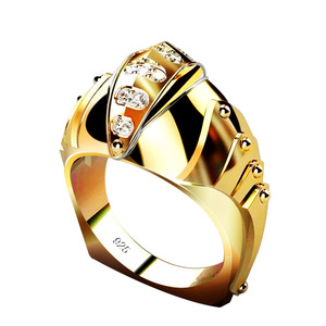 Anello a Forma di Bocca di Pesce in Cristallo per Donne, Tono Dorato, Accessorio Moda per Uso Quotidiano - Product Image 6