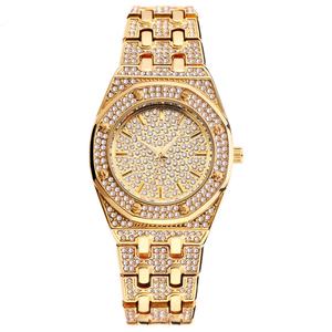 Reloj de Lujo Único para Mujer con Diamantes, Reloj Redondo Dorado con Esfera Personalizada, Reloj de Pulsera de Cuarzo de Lujo con Circonitas - Product Image 1