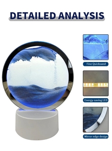 RGB colore riciclato sabbia timer ore di vetro decorazione artigianato sabbie mobili sabbia arte immagine rotonda 3d clessidra led lampada - Product Image 4