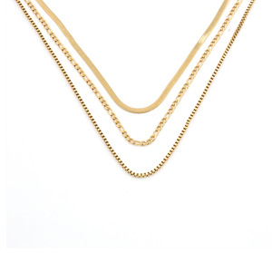 Layered <b>Titanium</b> Steel Necklace 18k Gold Plated Women's Fashion Jewelry Multi Strand <b>Chain</b> Necklaces for Daily Wear - Product Image 5