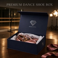 Boîte à chaussures rigide personnalisée pour chaussures de danse, fermeture magnétique de luxe, pliable, bleu nuit, emballage en gros, usine