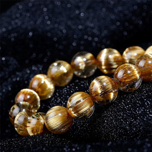 Bracelet en quartz rutilé œil de chat de haute qualité, or, pour homme et femme, cristal naturel authentique - Product Image 4