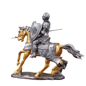 欧洲中世纪骑士人物雕像罗马战士盔甲英雄假面骑士马艺术彩绘装饰人物 - Product Image 5