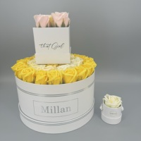 Caja de regalo de flores de lujo moderna profesional hecha a medida de papel de terciopelo romántico colorido para embalaje de cartón industrial