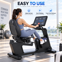 Vélo semi-allongé commercial K-FIT GSK2 EMS, capacité 180 kg, résistance électromagnétique 40 niveaux, écran tactile, faible impact, Bluetooth