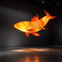 Ballon Gonflable Lumineux LED Poisson Volant Coloré de Bonne Qualité, Poisson Koi Porte-Bonheur Flottant, Ballon Air Dancer pour Spectacle de Drones, Affichage Événementiel