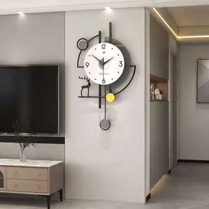 Модные простые Стильные Часы для гостиной, офисные металлические палевые декоративные часы, креативные бесшумные настенные часы