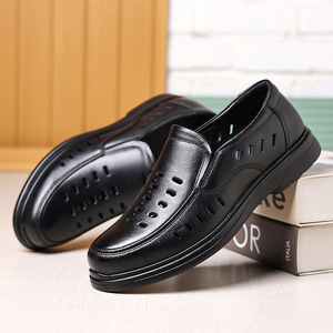 Sandalias de Verano para Hombre, de Cuero, Estilo Slip-On, Punta Redonda, Suela de Goma, Entresuela de EVA, Color Sólido, Zapatos Cómodos para Personas Mayores - Product Image 4