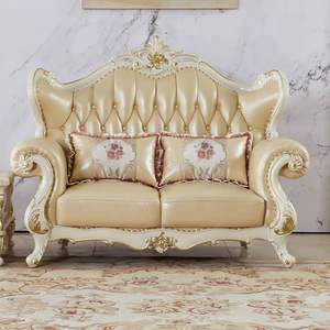 أثاث غرفة المعيشة الكلاسيكي الأوروبي بتشيسترفيلد خشبي منحوت صوفي مجموعة للمنزل أو الفندق - Product Image 4