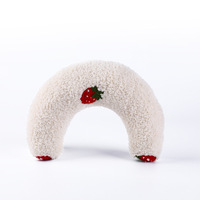 Oreiller en peluche en forme de U pour animaux de compagnie jouet pour chat à motif solide et Protection de la colonne cervicale pour les fournitures de chat de chiot de sommeil profond