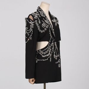 <span class=keywords><strong>Lentejuelas</strong></span> Personalizadas Taladro Negro Alta Calidad Blazer Mujer - Product Image 2