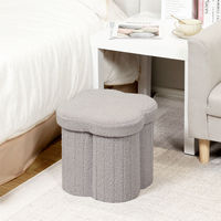 Bailey personnalisé fleurs en forme de poufs fausse fourrure de peluche gris fausse fourrure de peluche pliant stockage pouf dortoir salon