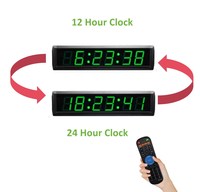 Horloge murale numérique multifonctionnelle à affichage LED de 2,3 pouces à 6 chiffres, affichage 12/24 heures, minuterie de compte à rebours pour usage intérieur, bureau, étude
