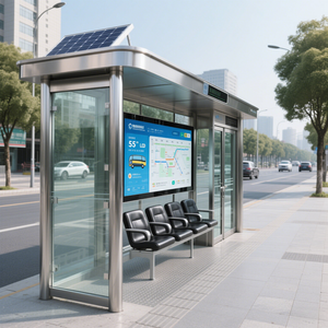 Chất Lượng Cao Không Thấm Nước Thép Không Gỉ Bền Vững Năng Lượng Mặt Trời Năng Lượng Tấm Thông Minh Sáng Tạo Xe Buýt Nơi Trú Ẩn Xe Buýt Dừng Với Màn Hình LCD - Product Image 4