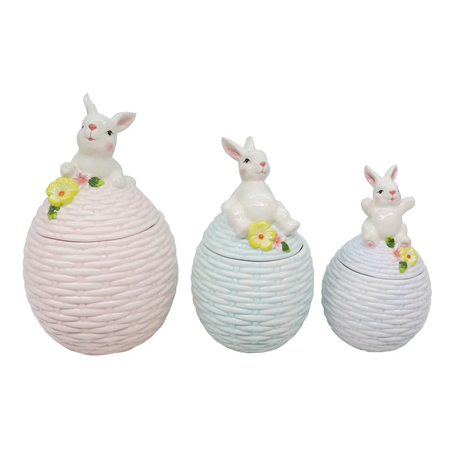 Pot de stockage de pâques en céramique, 2020 authentique nouveau Design conteneur en forme d'œuf avec couvercle lapin