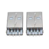 Connecteur mâle USB 2.0 AM180 de type encastrable, prise de charge SMT PCB, contact en cuivre, acier inoxydable, 2A