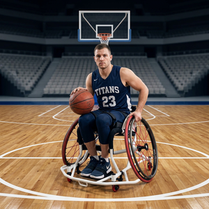 Fauteuil roulant de basketball professionnel, cadre en aluminium, roues Spinergy Carbon à dégagement rapide - Product Image 1