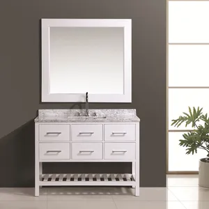 Venta al por mayor cuartos de baño con oscuro gabinetes blanco y encimeras-Mueble de baño de PVC, diseño Simple