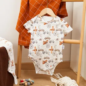 Petit quantité minimale de commande personnalisé impressions numériques bambou coton été printemps 0-12 mois bébé vêtements combinaison fille garçon nouveau-né bébé barboteuses