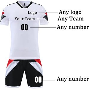 Ensemble d'uniformes de football personnalisés, maillot sublimé à col en V, short anti-transpiration, unisexe, pour adultes et enfants, nom et numéro de l'équipe 10 - Product Image 2