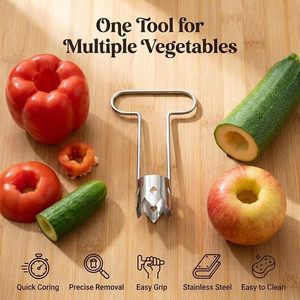 Éplucheur manuel en acier inoxydable pour fruits et légumes, extracteur de noyaux de pommes, séparateur de graines de poivrons, gadget de cuisine - Product Image 3