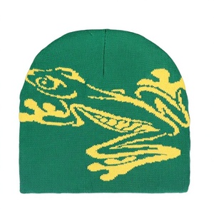 Bonnet unisexe en jacquard 100 % acrylique à motif grenouille, tricoté sans plis, idéal pour la plage, les voyages et les activités de plein air - Product Image 5