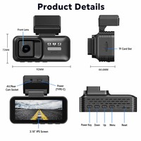 Caméra de tableau de bord à double objectif avec écran IPS, vision nocturne 4K, capteur G, contrôle via application mobile, enregistrement en boucle, surveillance de stationnement, garantie 1 an – Vente directe usine