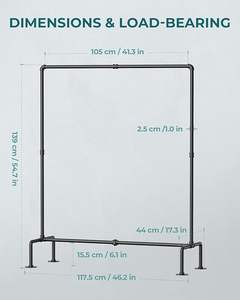 בגדים צינור תעשייתי מתלה חינם עומד, בציר מסחרי ברמה גבוהה מתלי בגדים - Product Image 2