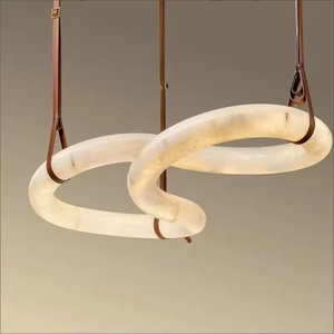 <span class=keywords><strong>Lustre</strong></span> suspendu moderne personnalisable en cuivre LED pour villa, lampe suspendue intérieure, <span class=keywords><strong>lustre</strong></span> annulaire en marbre naturel pour hôtel - Product Image 1