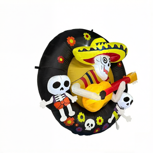 Decoración de Pared Inflable de 4 Pies con Esqueleto de Mariachi del Día de Muertos y Pequeños Calaveras con Luces LED - Product Image 3