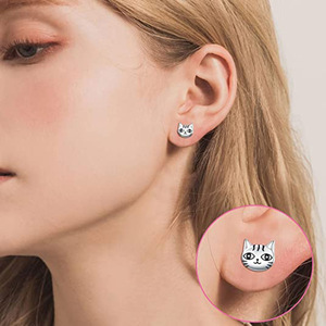 Orecchini a perno a forma di gatto per donna, accessori per l'orecchio da indossare tutti i giorni - Product Image 4