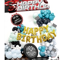 Arche de ballons en latex pour fête d'anniversaire, ballon en feuille d'aluminium joyeux anniversaire, ensemble de ballons, décoration de ballons de modèle de voiture pour fête d'anniversaire
