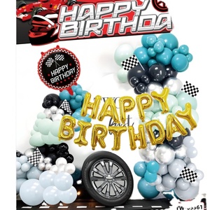 Set di Palloncini in Lattice a Tema Moto per Feste di <span class=keywords><strong>Compleanno</strong></span>, Arco di Palloncini, Palloncini in Foil 'Happy Birthday', Decorazioni con Palloncini a Forma di Auto - Product Image 1