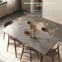 Table à manger en bois massif gris avec plateau en pierre, style moderne minimaliste, en bois de frêne blanc, rectangulaire, style italien, d'inspiration nordique, pour restaurant