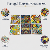 Sous-verres en céramique carrés personnalisés en gros, plaqués or, gaufrés en 3D, avec support en liège et isolation thermique