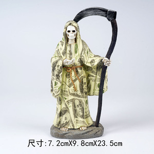 Witt Halloween Moissonneurs européens et américains Statue Dieu de la mort Oeuvre d'art en résine Décoration de table de jardin Article Dieu de la mort - Product Image 2