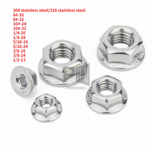 Écrou hexagonal à bride UNC UNF 6 # -32 8 # -32 10 # Écrous à bride dentelés Spinlock de -24 à 1/2-13, acier inoxydable 304/316, écrou de blocage - Product Image 3