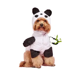 Schattige Hond Panda Kostuum Huisdier Panda Outfit Hond Kat Halloween Feest Winter Kleding Met Warme Hoed