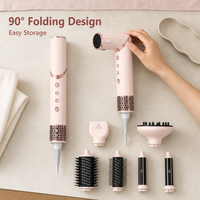Sèche-cheveux pliable 90° avec moteur DC, réglage 3 vitesses, diffuseur, ensemble d'outils de coiffure domestiques, fers à boucler, brosse sèche-cheveux