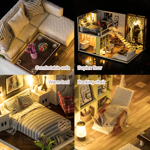 Bộ đồ chơi nhà tí hon IIECREATE Factory Direct K-028 Thành phố thu nhỏ bằng gỗ, lắp ráp tự làm, đồ chơi xếp hình 3D bằng gỗ có đèn - Product Image 3