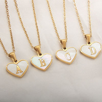 Alfabeto letra inicial corazón colgante collar 2024 oro Acero inoxidable Shell personalizado alfabeto palabra niños collar