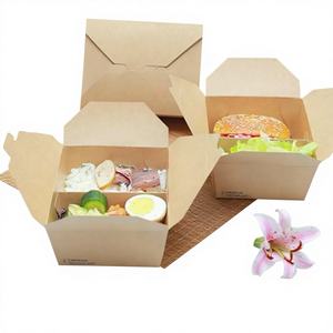 Conteneurs alimentaires portables écologiques en papier enduit biodégradable en vrac, auto-montables, jetables, bols à salade - Product Image 1