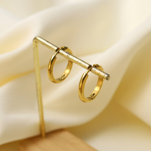 Huggie Earrings Gold Plated Zinc Alloy Stainless Steel <b>Post</b> Geometric Shape Women's Fashion Hoop Earrings - Product Image 2