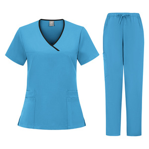 Women <b>Scrub</b> Set Knitted Split Uniform Moisture Wicking For Hospital Uniforms - Product Image 2
