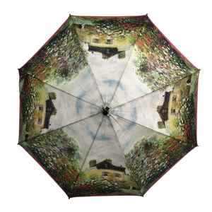 Parapluie Droit 21 Pouces en Polyester à Motif Floral avec Bouton d'Ouverture Automatique, Baleines en Fibre de Verre, Style Professionnel Élégant – Offre Spéciale - Product Image 4
