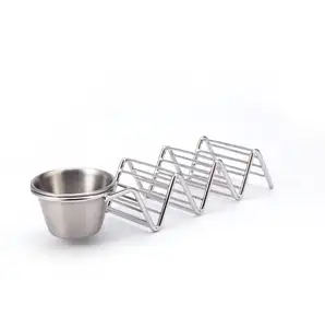 Upgrade Taco Shell Stand Up Holders Premium Stainless Steel Taco Holder with 2 Salad Cups