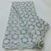 Dentelle africaine de haute qualité avec broderie lourde et sequins hydrosolubles pour robe de mariée