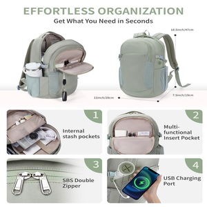 Sac à dos d'affaires pour femme de luxe sur mesure de 17 pouces, fermeture éclair, grande capacité, imperméable, léger - Product Image 4