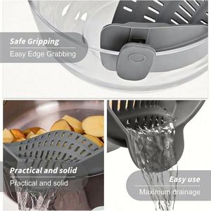 Passoire à pâtes en silicone à clipser, résistante à la chaleur, sans BPA, compatible four et lave-vaisselle, ustensile de cuisine pour la cuisson à domicile - Product Image 4